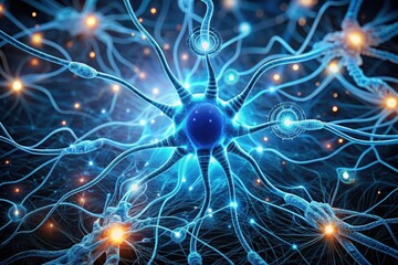 Intricate Neural Network A Microscopic View of Interconnected Brain Cells and Synaptic Connections Illuminating the Mysteries of Cognitive Function