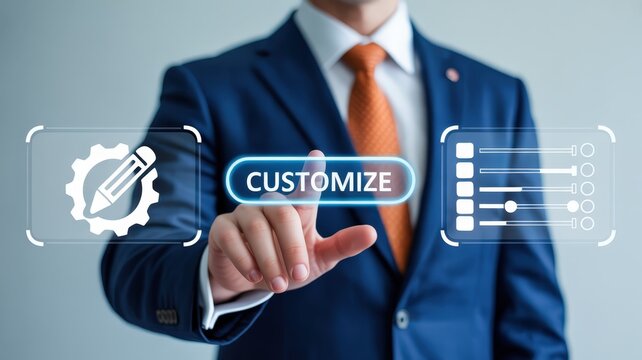 Person interacting with a customizable interface.