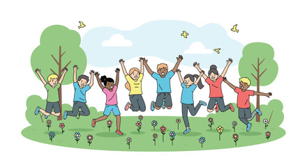 Obraz premium Happy Children Play Together in the Park on a Beautiful Sunny Day Outdoors