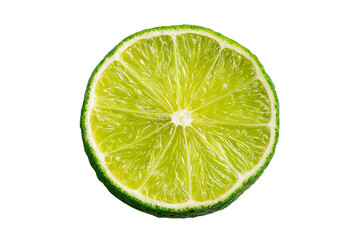 Close up of a lime slice, juicy and vibrant.
