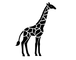 Fototapeta premium Giraffe silhouette, black giraffe vector illustration, isolated icon on white background 