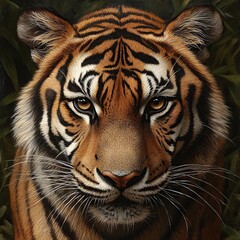 Fototapeta premium Majestic tiger gazing fiercely in the wild.