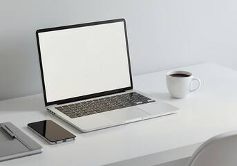 Fototapeta premium Clean Minimalist Laptop Mockup Blank Screen for Website or App Presentation
