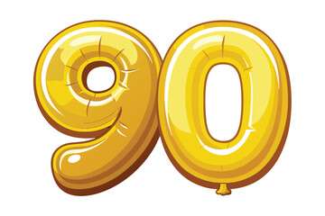 Golden Number 90  Inflatable Balloon Design, Anniversary Celebration, Milestone Achievement