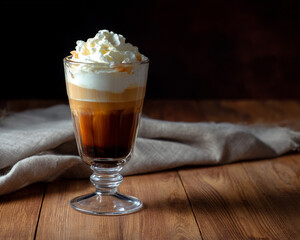 Delightful Layered Coffee with Whipped Cream Topping