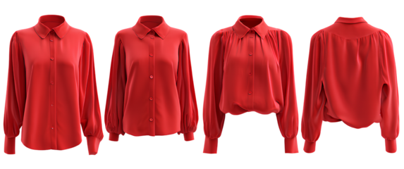 Long and short sleeve red blouses transparent background