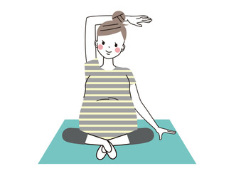 マタニティヨガ　ヨガをしている妊婦さんのイラスト