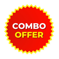 Combo offer sticker, red banner, promo png, discount tag