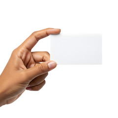 Obraz premium Closeup of Empty Female Hand Holding Invisible Business Card – Mockup Concept for Branding and Presentation, Isolated on White or Transparent Background