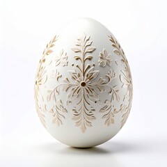 Elegant Easter Egg with Floral Ornament Isolated