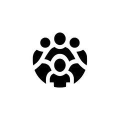 People in circular group icon representing teamwork, collaboration, and community engagement