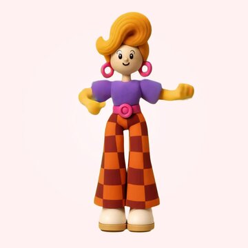 Retro cartoon character dancing animation isolated asset, transparent 4K video, alpha channel, ProRes 4444