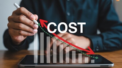 Decreasing costs shown on a digital tablet.
