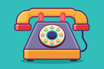 Vintage Rotary Phone Illustration Retro Communication Design