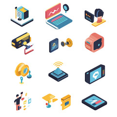 Fototapeta premium 2D Flat icon Augmented Reality (AR) Development Icons isolated in White Background