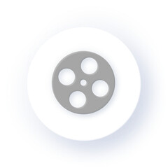 Fototapeta premium Neumorphism Icon Film Reel Icon Soft Drop Shadow on Dark Background Neumorphic UI UX Design User Interface Neumorphism Shadow