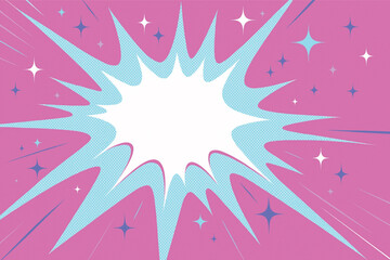 Retro Comic Style Burst with Blank Center on Pink Background