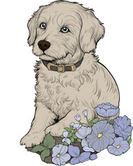 cute brown puppy vector illustration