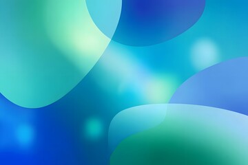 Abstract blue gradient background with blurred shapes in shades of blue and green,
