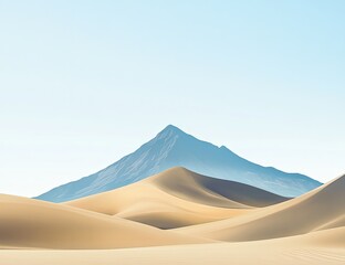 Desert mountain peak, pale sands, serene