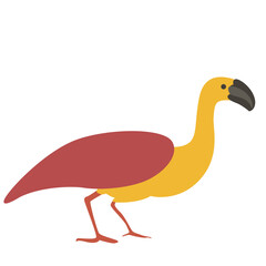 2D illustration of a red and yellow cartoon bird with black beak, perfect for animal themes, kids’ projects, or nature graphics.