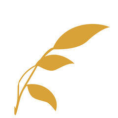 2D illustration of elegant curved yellow leaves on a stem, perfect for autumn-themed decor, botanical art, or minimal natural graphics.
