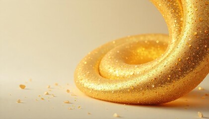 A mesmerizing spiral of shimmering gold, meticulously crafted and photographed against a clean, neutral background Perfect for luxury, elegance, and abstract design projects , twirl, geometric