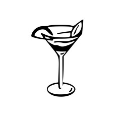 refreshing cocktail glass with fruit slices