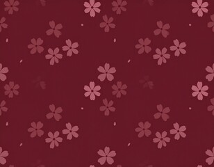 Seamless Floral Pattern with Sakura Petals on Maroon Background