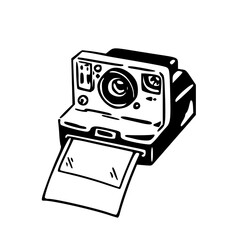 old school instant print camera - nostalgic photography device clipart