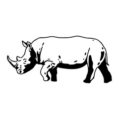 walking rhinoceros outline graphic