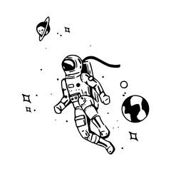 Obraz premium astronaut floating in space - cosmic exploration clipart