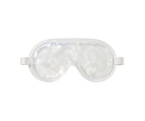 A sleek and transparent eye cooling gel mask offers a soothing and rejuvenating experience for tired and puffy eyes
