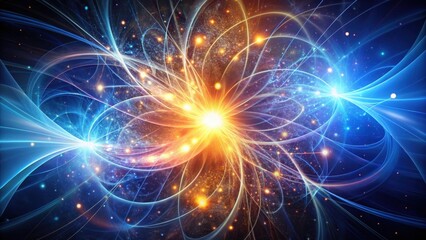 Fototapeta premium Abstract Cosmic Energy Flow A Vivid Display of Intertwined Luminous Streams and Celestial Particles