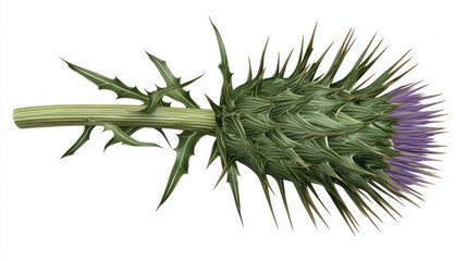 Fototapeta premium Spiky Thistle with Purple Bud Close up