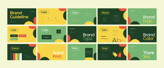Brand identity design template. Creative brand guidelines layout. Logo and brand strategy guide. Brand manual presentation. Brand strategy design. Logo guideline book.