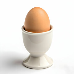 An egg holder cup is a small container designed to securely hold a boiled