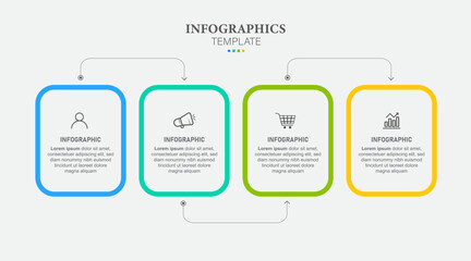 Business process infographic template. Thin line design with numbers 4 options or steps. Vector illustration graphic design