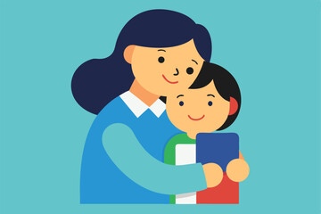 Happy family with parents and child smiling together