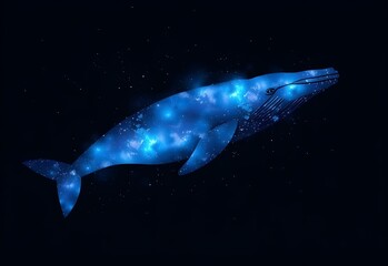 Fototapeta premium a bright blue whale, with a texture like a galaxy of stars