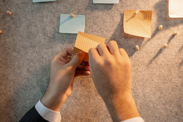 chart-based statistical data is prepared by accounting staff to present the company's income and expenditure data, a businessman prepares marketing and financial information for presentation