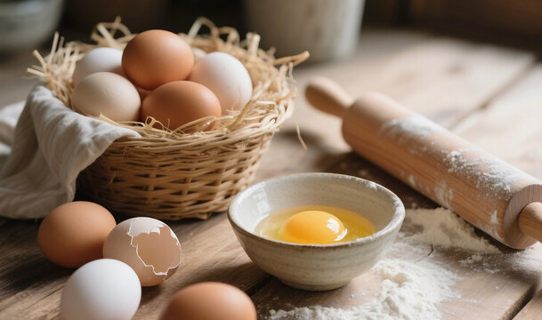 eggs in a bowl - Powered by Adobe