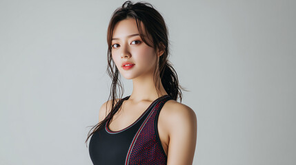 Fototapeta premium 美女, 女性, 美しい, 顔, モデル, 日本, 韓国, 中国, アジア, カフェ,女性、プール、夏、ビキニ、美しさ、水泳