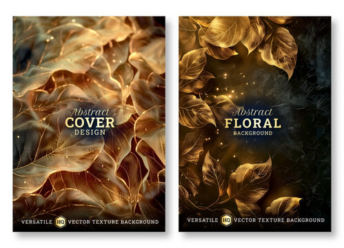 Luxury golden floral art business brochure template, Abstract flyer template, wedding invitation template, universal background, versatile vector background, creative brochure template, invitation