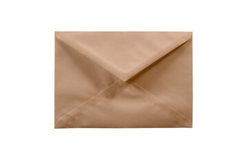 Brown craft Paper Envelope on White Isolated Background Simple Design. File with Clipping Path