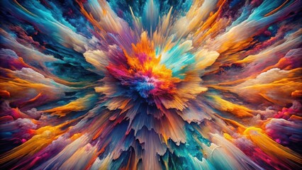 Obraz premium A vibrant explosion of color, a dynamic burst of hues radiating outwards, a kaleidoscope of shades creating a mesmerizing visual spectacle