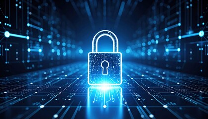 Cybersecurity concept.  Digital lock