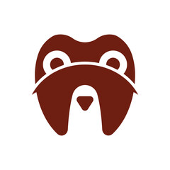 dental bear negative space logo designs