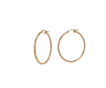 Elegant and Delicate Gold Hoop Earrings Displayed with Warm Lighting to Showcase its Sophistication and Design