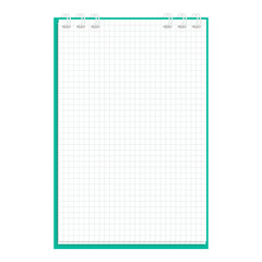 Vector illustration of a spiral notebook with squared pages in flat style. Perfect for school, notes, planning, education, and office use. Isolated on white background.